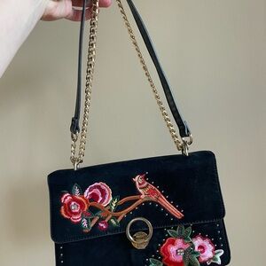 Embroidered Black Handbag